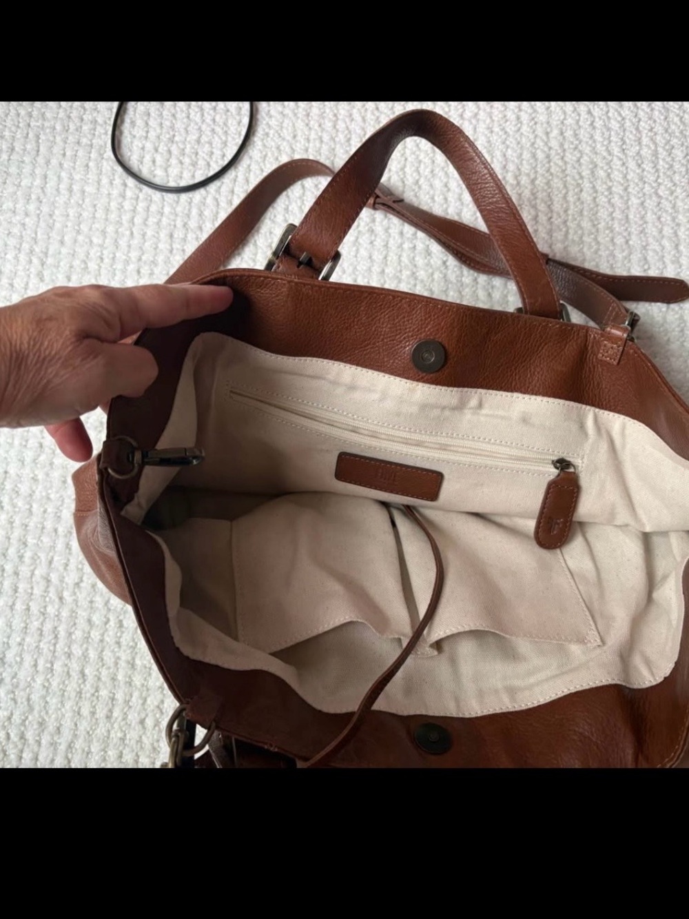 Frye Cognac Brown Leather Shoulder Tote - Picture 5 of 10
